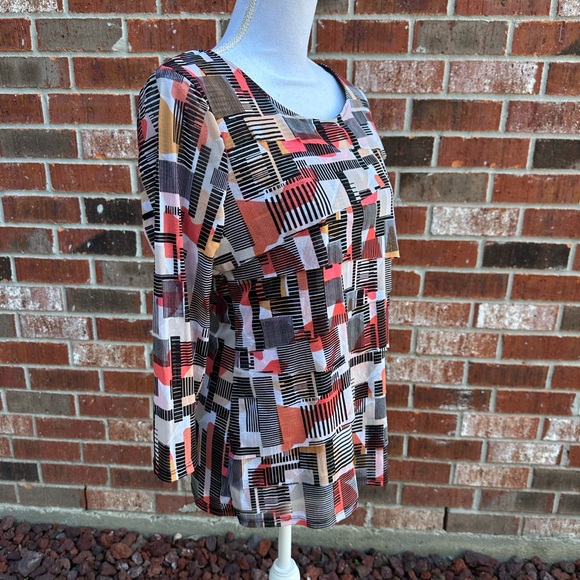 Alfani Layered Mesh Lined Geometric Patterned Women's Top - Picture 7 of 9